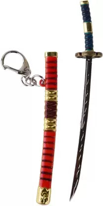 One Piece Anime Zoro’s Sandai Kitetsu Katana Keychain with Green Handle and Red & Gold Sheath