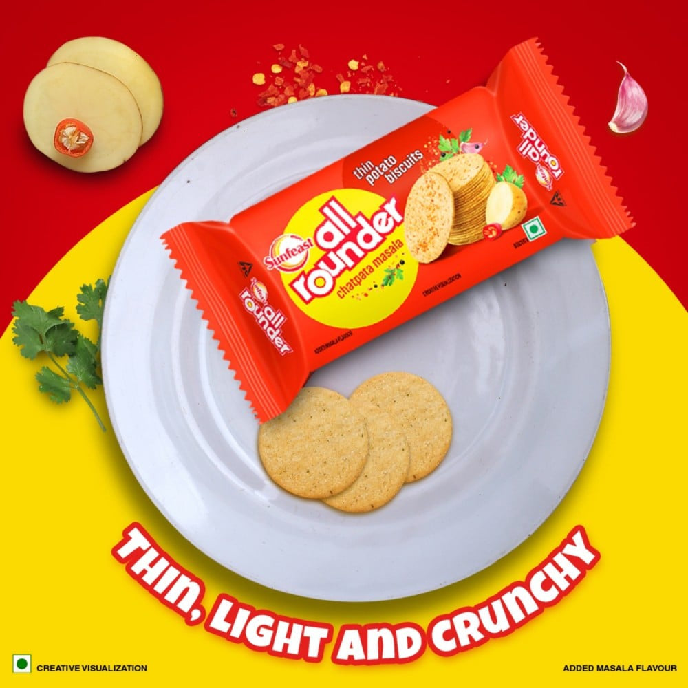 Sunfeast All Rounder Potato Biscuits with Chatpata Masala Flavour : 75 g