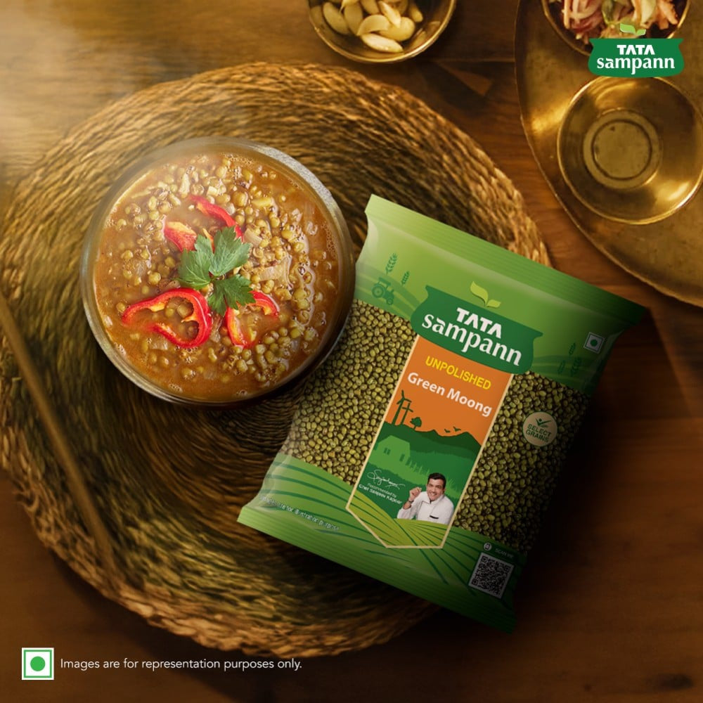 Tata Sampann Unpolished Green Moong (Sabut) Whole Dal : 500 g