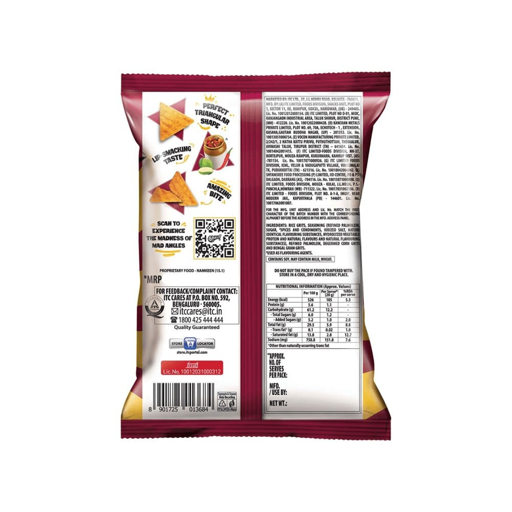 Bingo Mad Angles Achaari Masti Crisps - Pack of 3 : 3 x 60 g