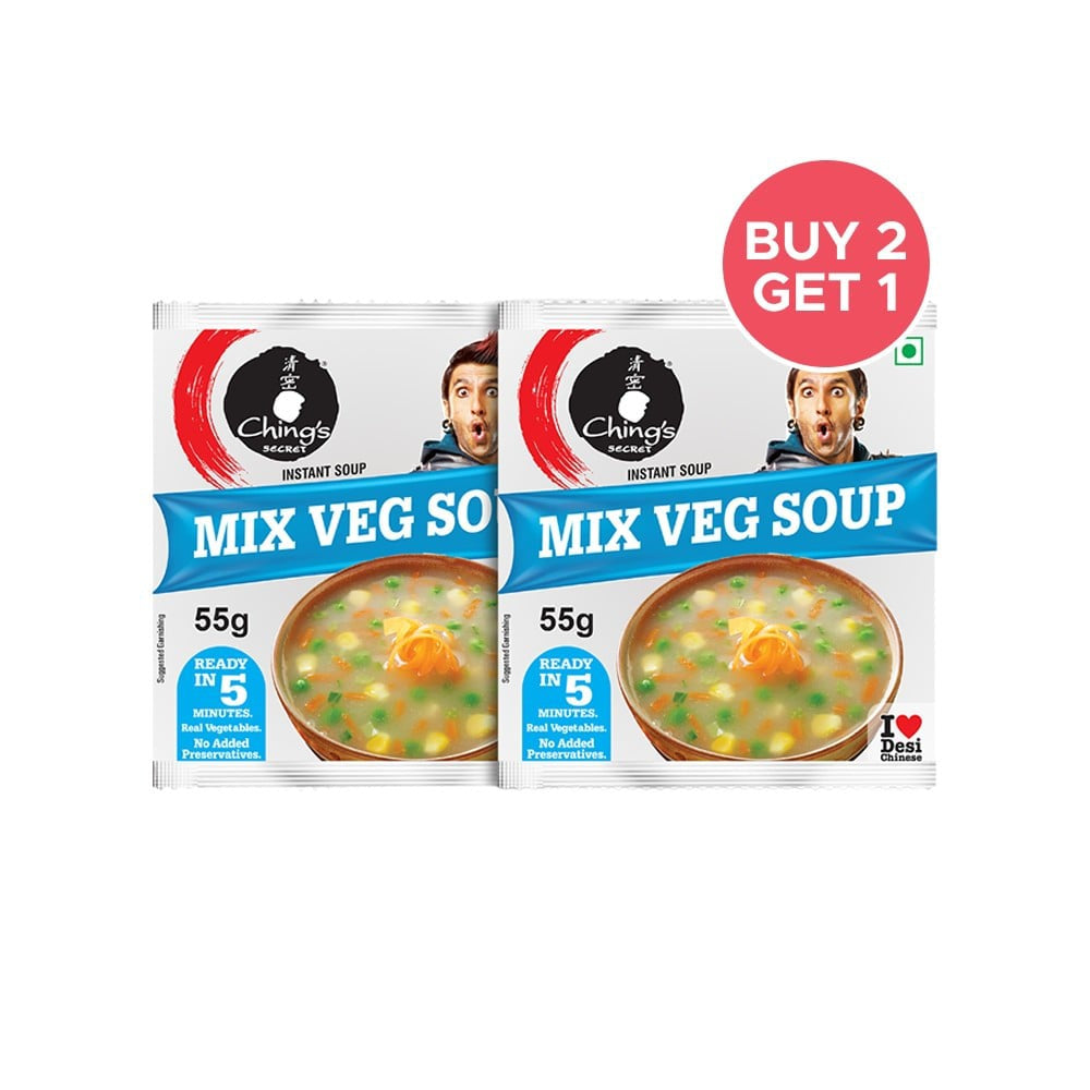 Ching's Secret Mix Veg Soup 55 g - Buy 2 Get 1 Free : 2 x 55 g + 1 x 55 g