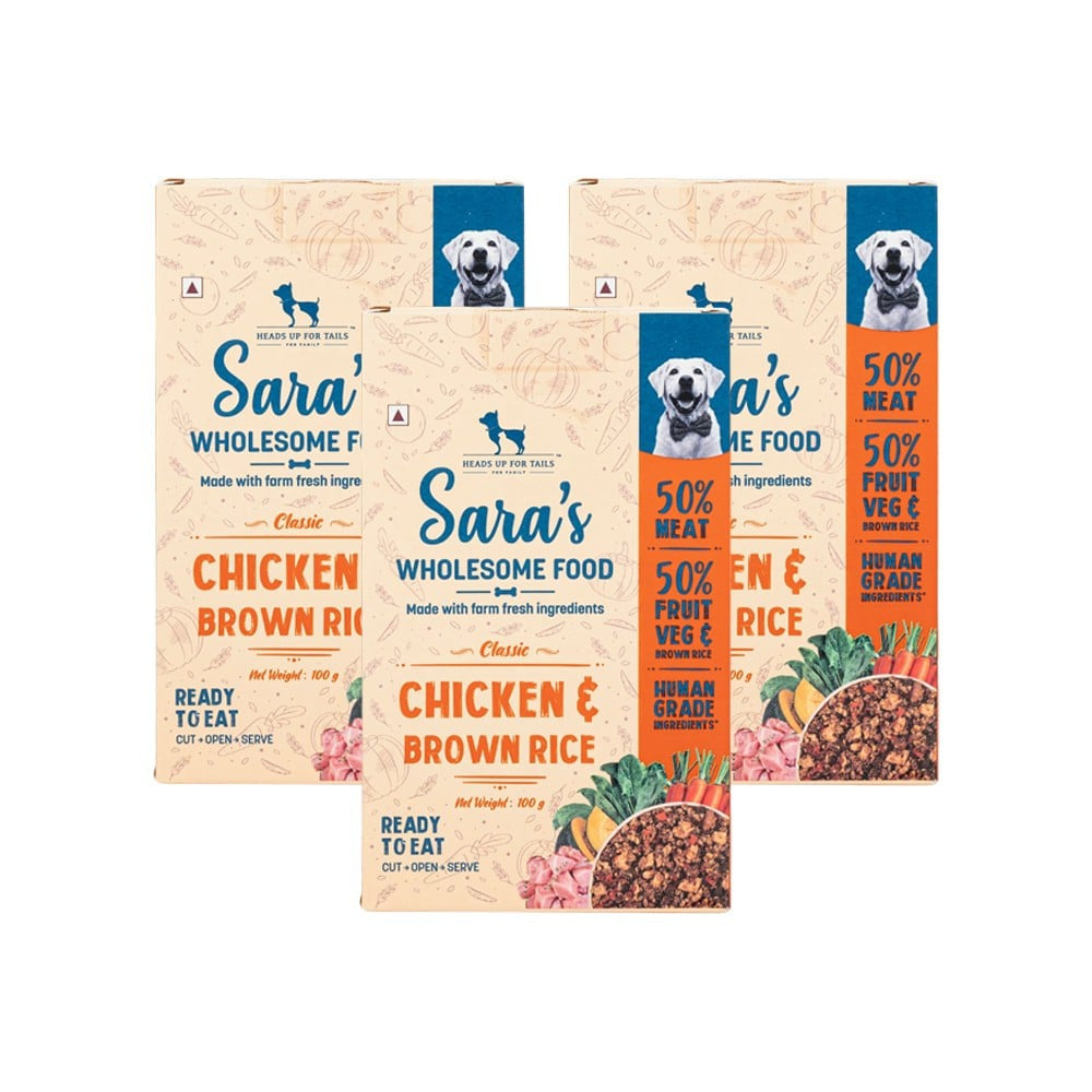 HUFT Sara's Wholesome Classic Chicken & Brown Rice Dog Food - Pack of 3 : 3 x 100 g