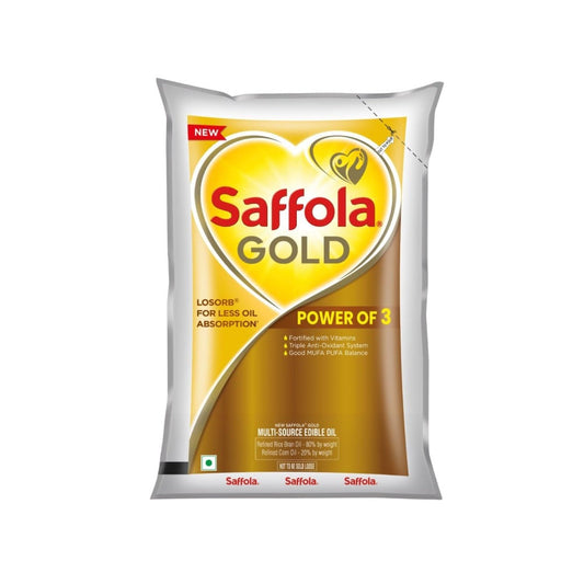 Saffola Gold Power of 3 Refined Blended Cooking Oil : 1 ltr