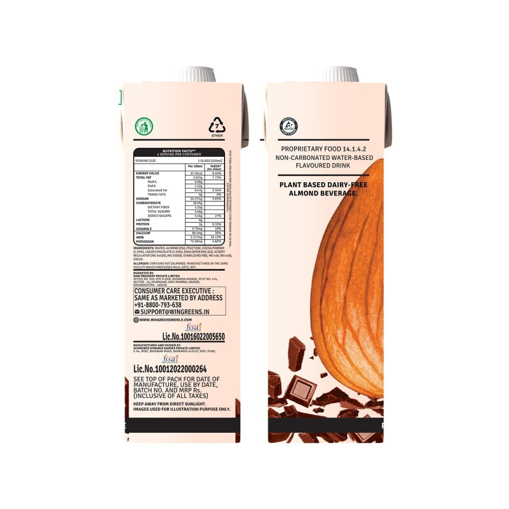 Raw Pressery Cacao Almond Beverage : 1 ltr