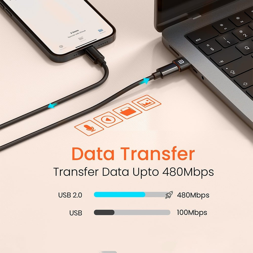 Portronics Bridge X Type C Female to USB Male OTG Converter (Black & Orange) : 1 unit