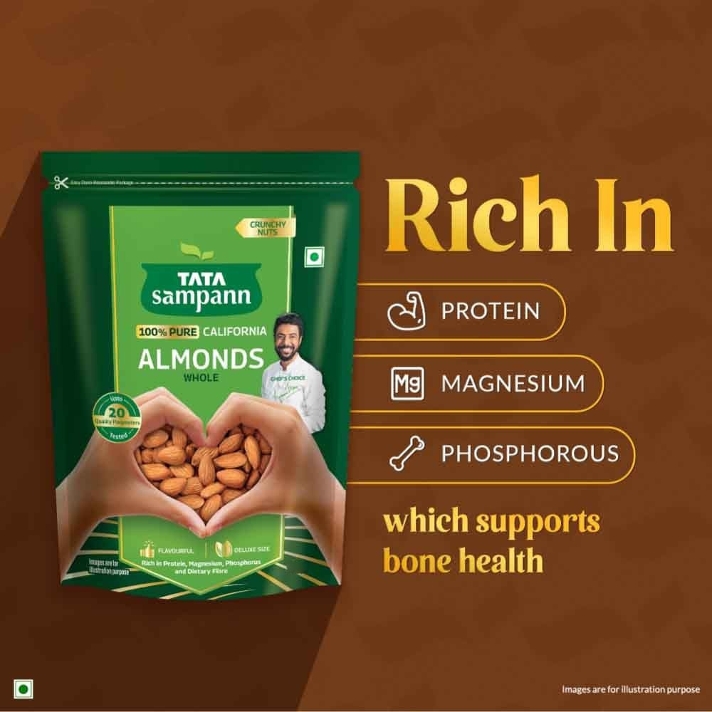 Tata Sampann California Almonds (100% Pure) (Hara Badam) : 500 g