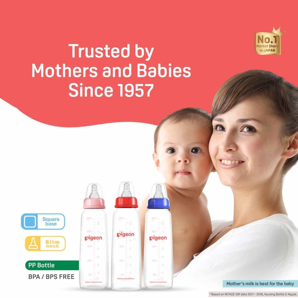 Pigeon Flexible PP Feeding Bottle (0+ months) (Blue & White) : 2 x 120 ml