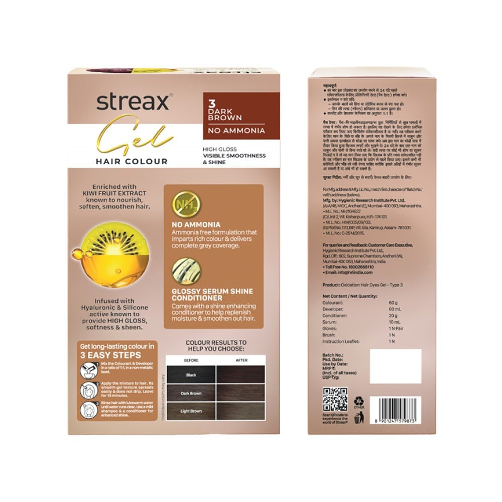Streax Gel Hair Colour for Women (Dark Brown) : 150 ml