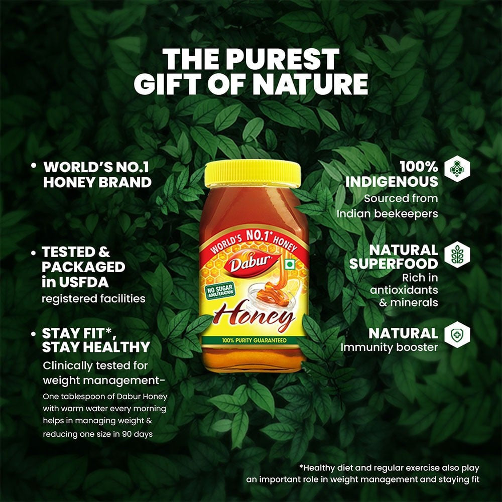 Dabur Honey - 100% Pure, World's No.1 Honey Brand (No Sugar Adulteration) : 100 g