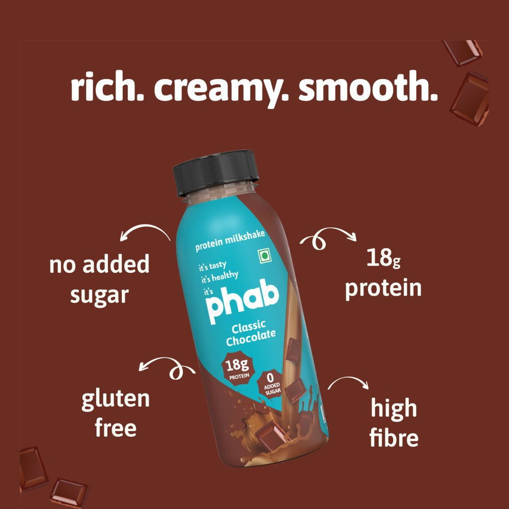Phab 18g Protein Milkshake - Classic Chocolate (No Added Sugar) : 200 ml