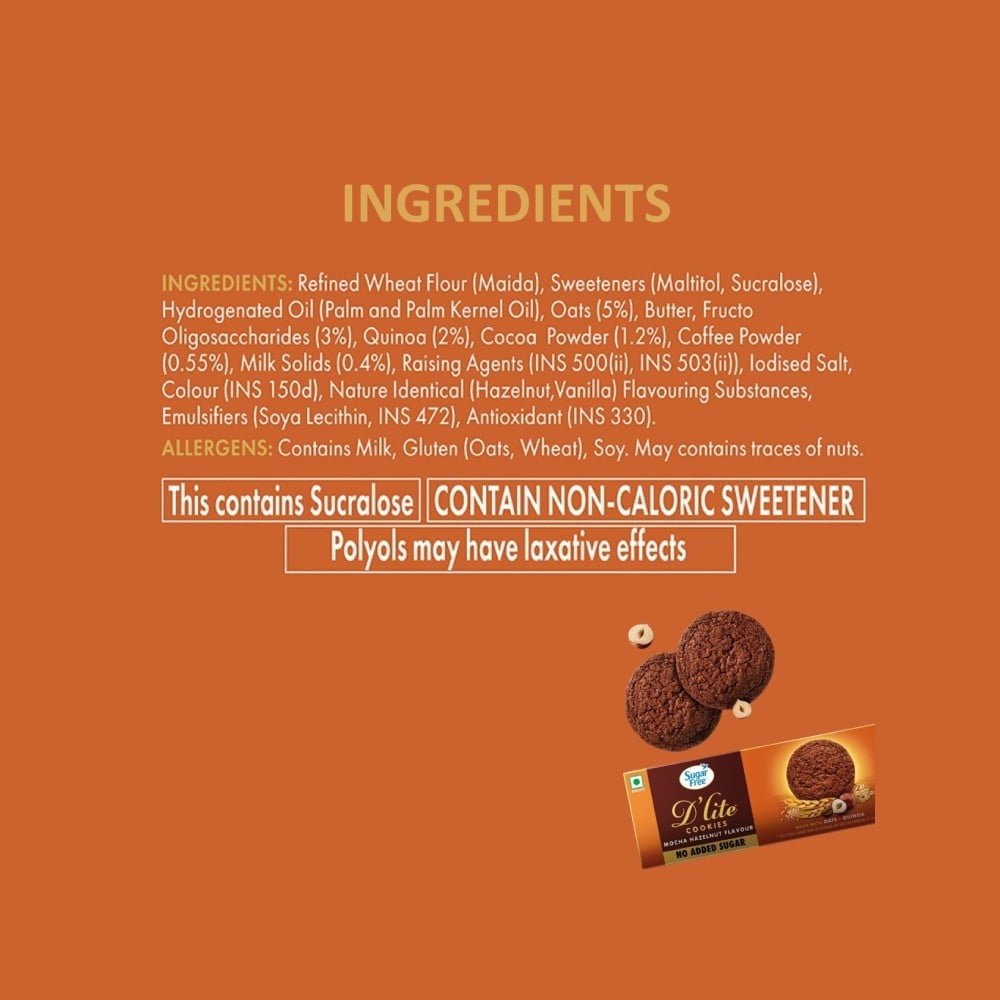 Sugar Free D'Lite Mocha Hazelnut Cookies : 75 g