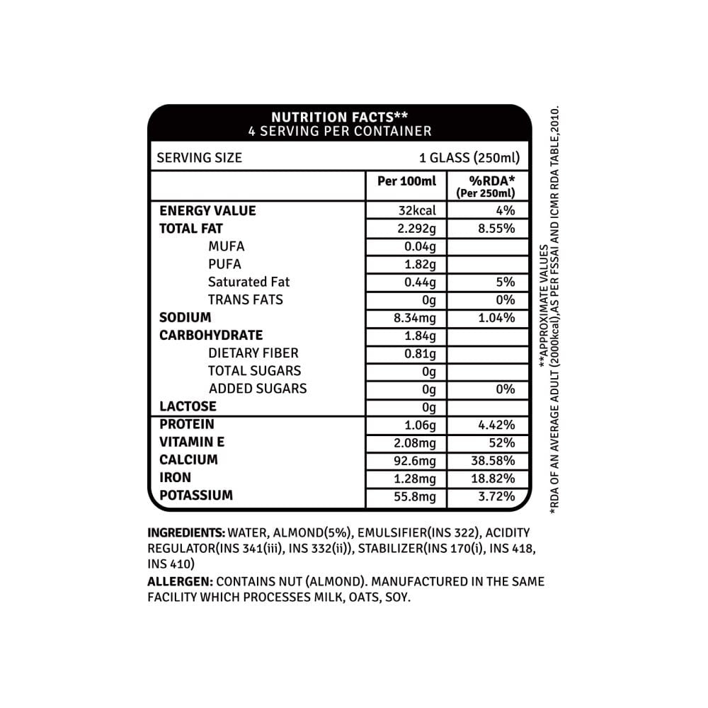 Raw Pressery Plain & Unsweetened Almond Beverage - Pack of 3 : 3 x 1 ltr