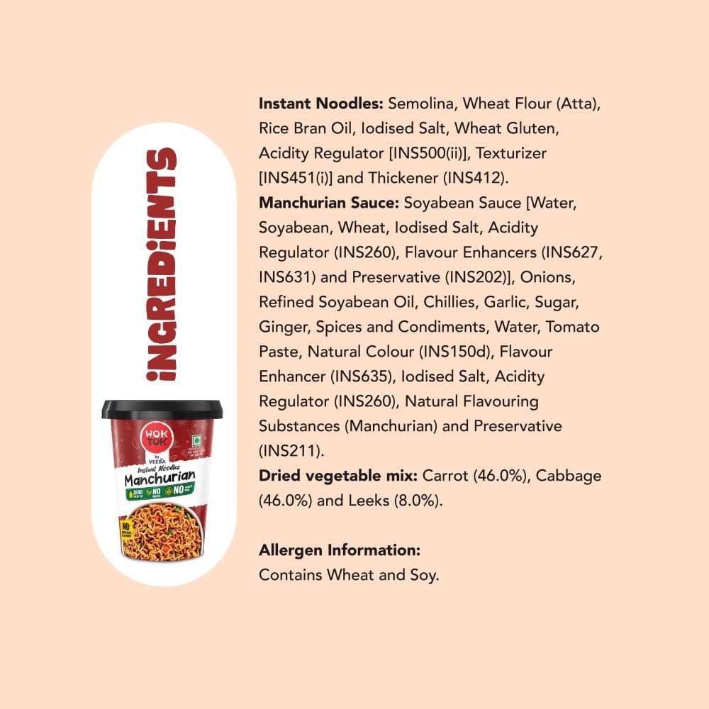 Wok Tok by Veeba Manchurian Instant Cup Noodles : 92.5 g