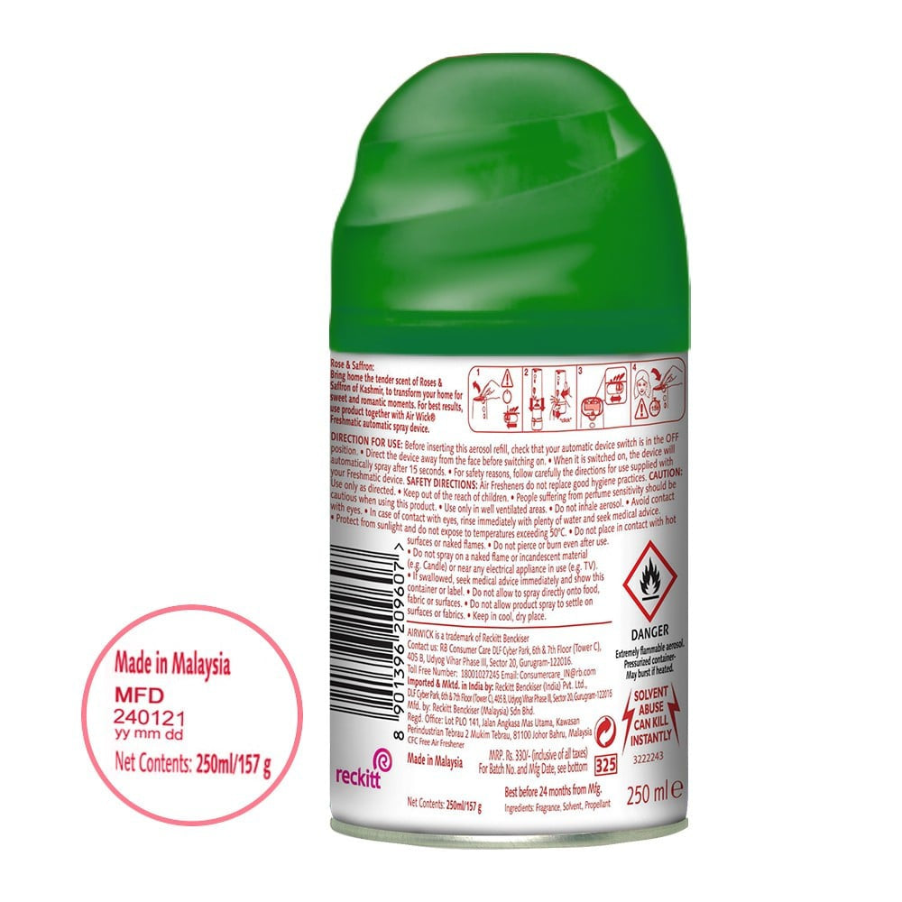 Airwick Airwick Freshmatic Automatic Room Freshener (Rose and Saffron) + Airwick Freshmatic Air Freshener Refill (Summer Delights) Combo : 250 ml + 250 ml
