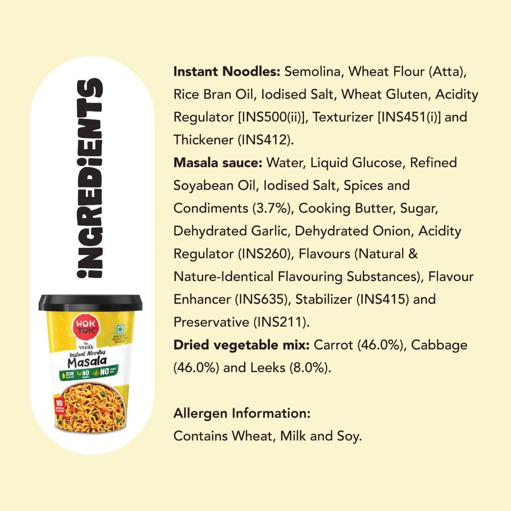 Wok Tok by Veeba Masala Instant Cup Noodles : 92.5 g