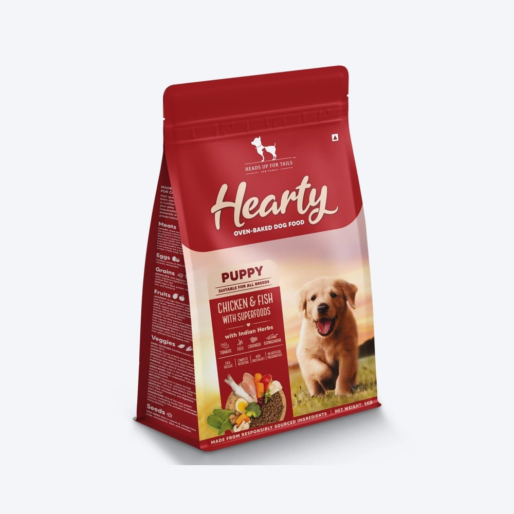 HUFT Heart Oven Baked Dry Dog Food for Puppies with Chicken, Fish & Indian Herbs : 2 kg