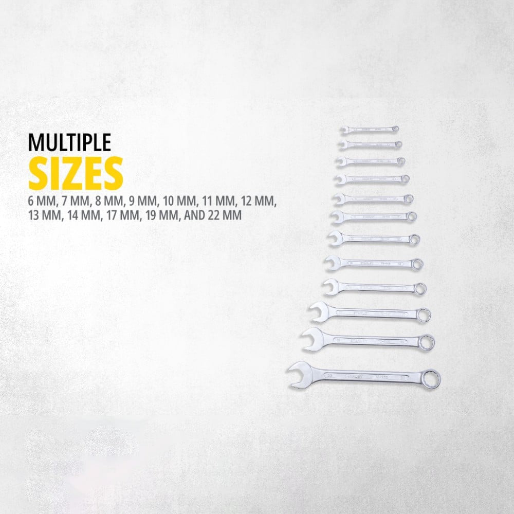 STANLEY Chrome Combination Spanner Tool Kit - 12 Pieces : 1 unit