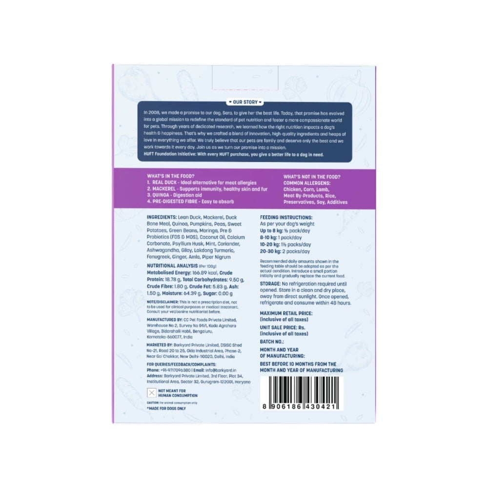 HUFT Sara's Wholesome Chicken & Veggies Dog Wet Food : 300 g