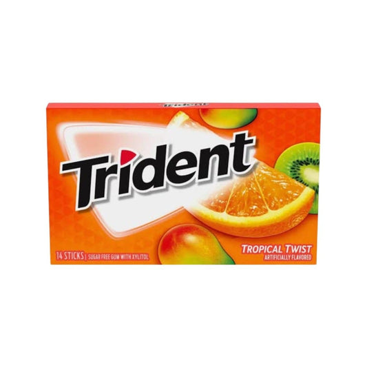Trident Tropical Twist Gum (Sugar Free) : 1 pack (14 sticks)