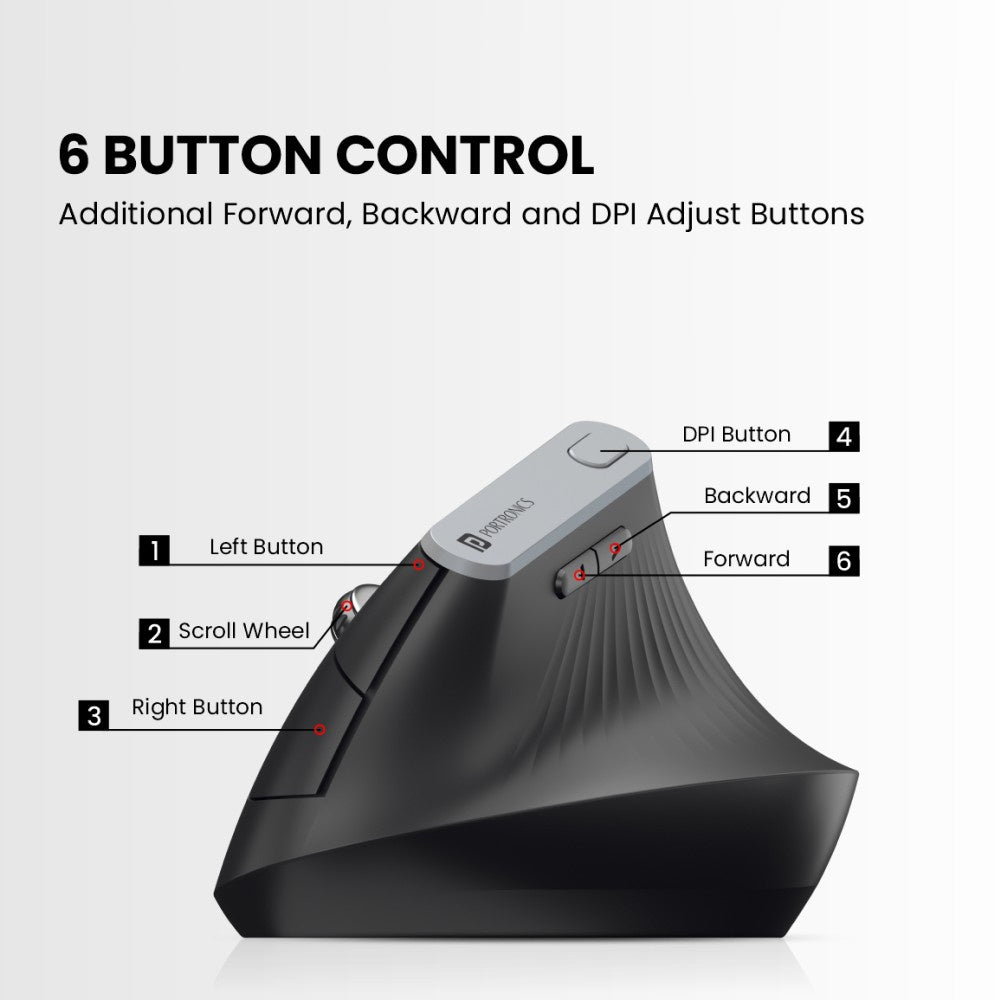 Portronics Toad Ergo Vertical Wireless Mouse (Black) : 1 unit