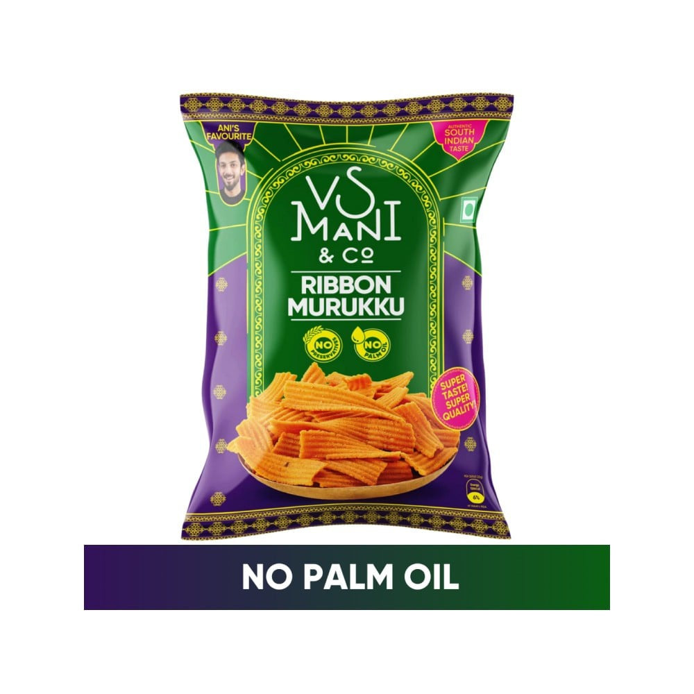 VS Mani & Co. Garlic Ribbon Murukku, No Palm Oil : 65 g