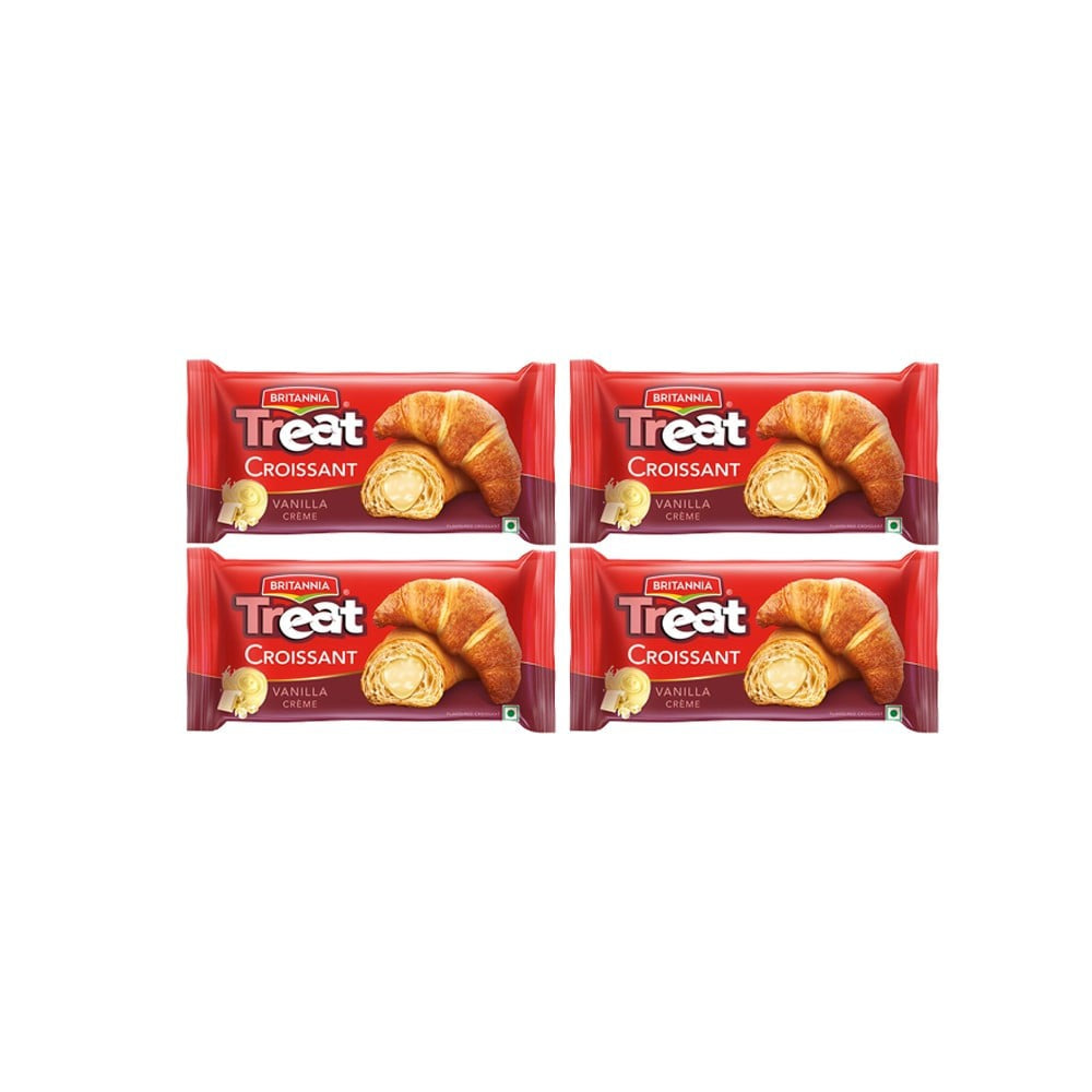Britannia Treat Croissant with Vanilla Creme Filling - Pack of 4 : 4 x 45 g