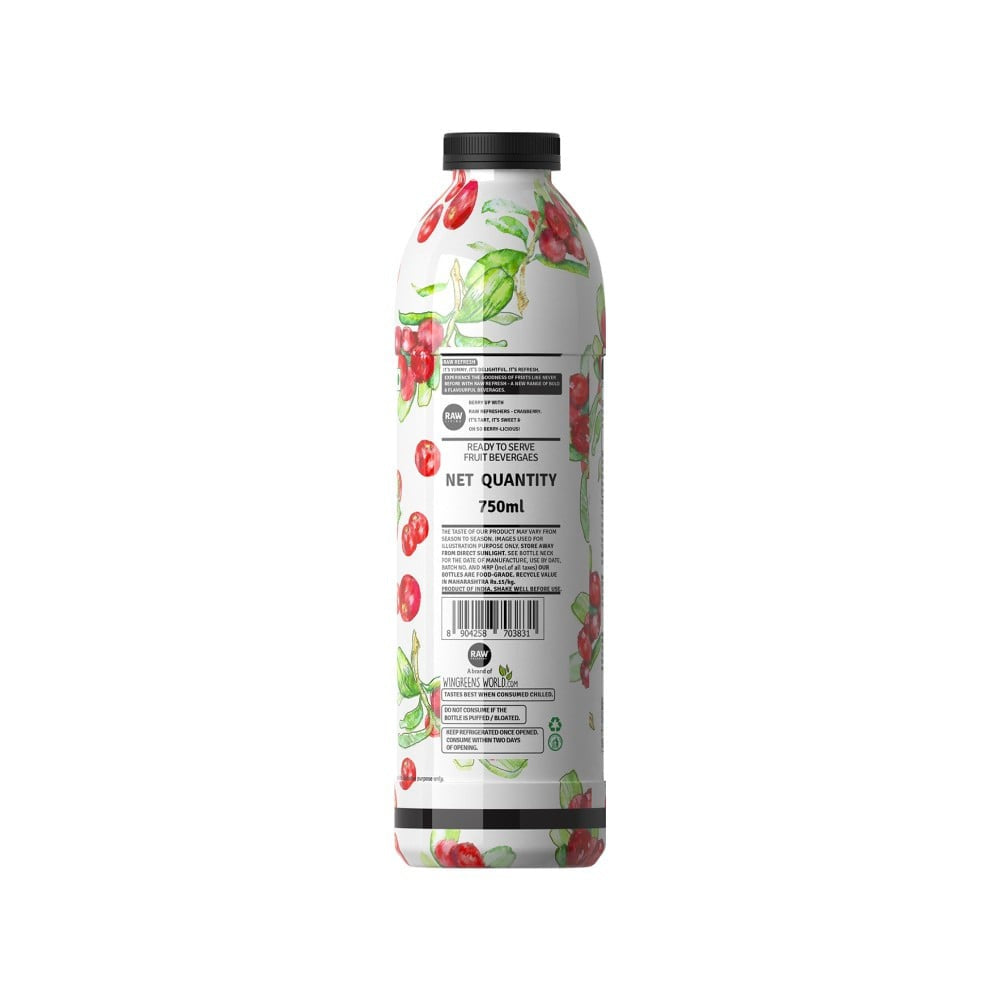 Raw Pressery Refreshers Cranberry Juice : 750 ml