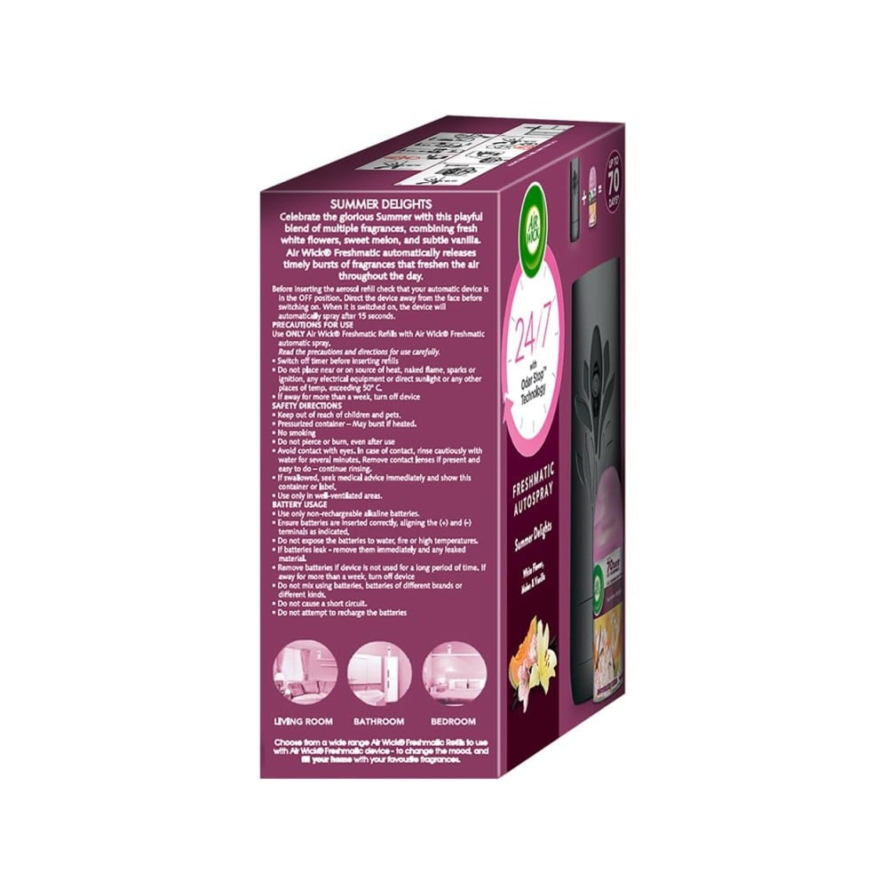 Airwick Airwick Air Freshener Kit (Machine + Summer Delights Refill) + Airwick Freshmatic Automatic Room Freshener (Rose and Saffron) Combo : 250 ml + 250 ml