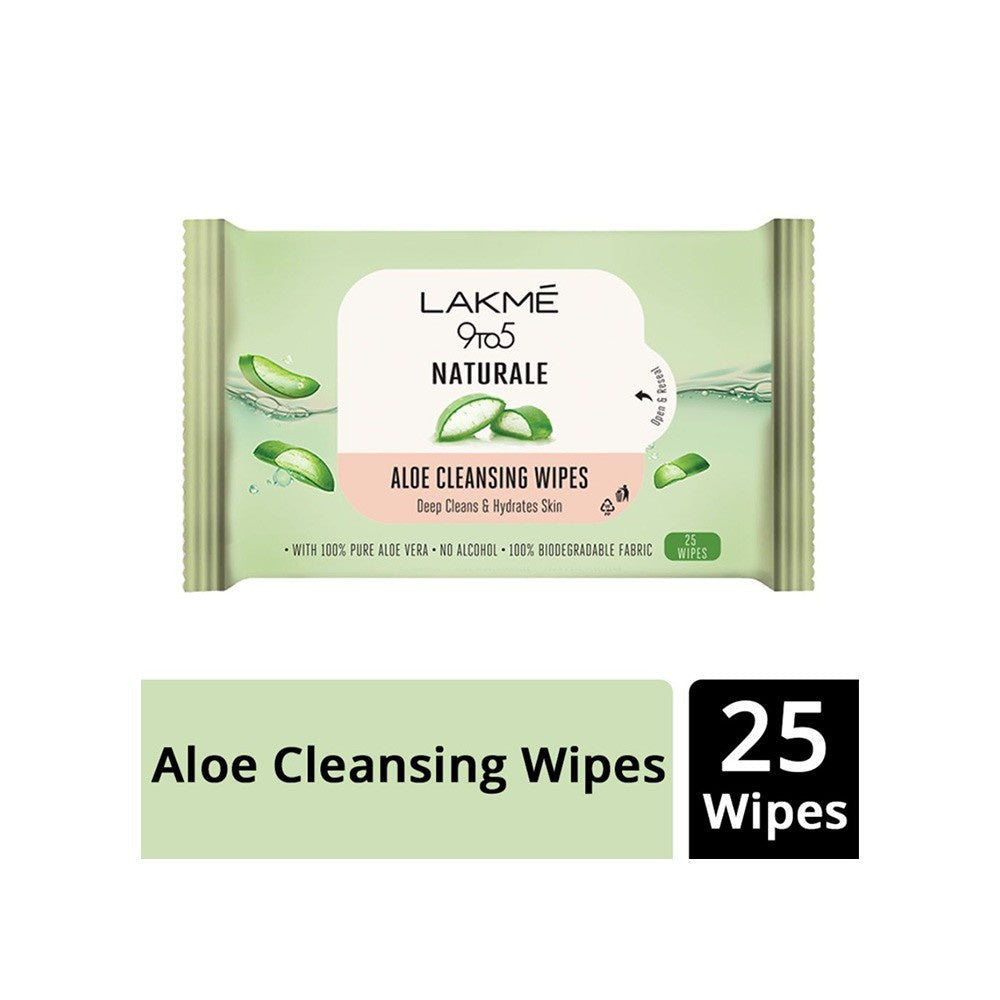 Lakme 9To5 Naturale Aloe Cleansing Face Wipes : 25 pcs