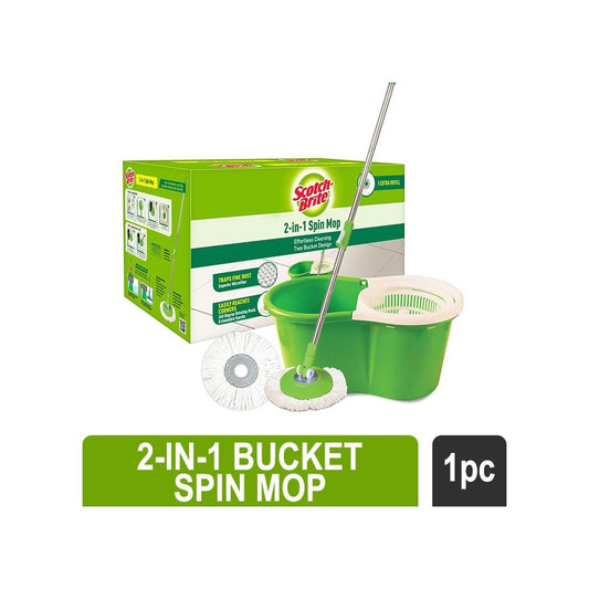 Scotch Brite 2-in-1 Bucket Spin Mop with extra refill (Plastic) : 1 piece