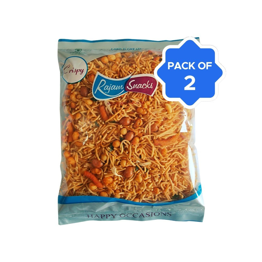 Rajam Snacks Garlic Mixture Namkeen - Pack of 2 : 2 x 180 g