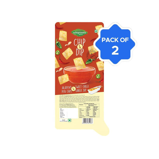 Wingreens Farms Jalapeno Pita Chips With Sweet Chilli Garlic Dip - Pack of 2 : 2 x 70 g