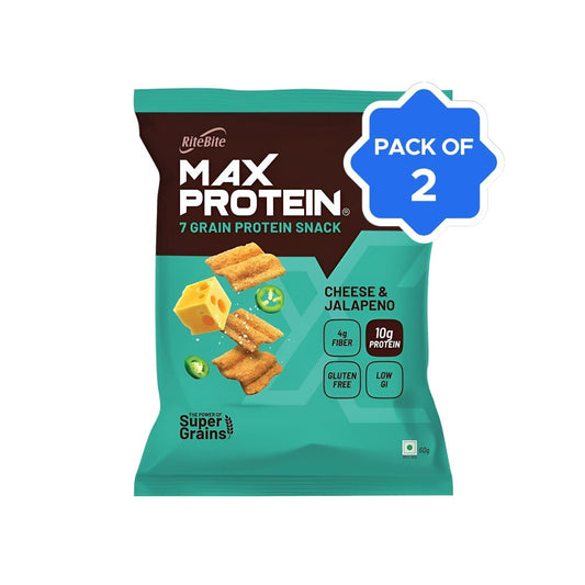 RiteBite Max Protein Cheese & Jalapeno Chips - Pack of 2 : 2 x 60 g