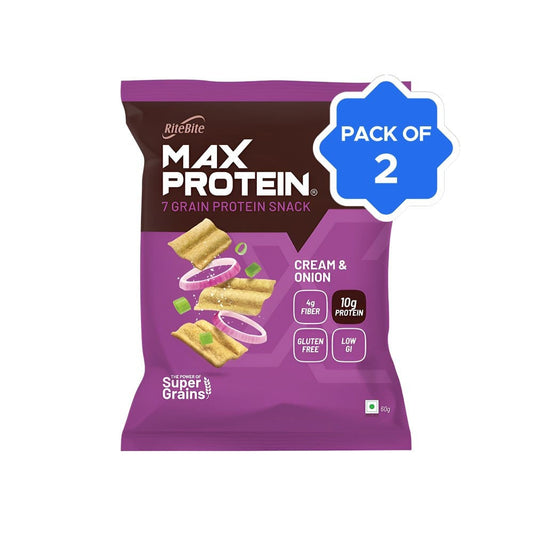RiteBite Max Protein Cream & Onion Chips - Pack of 2 : 2 x 60 g