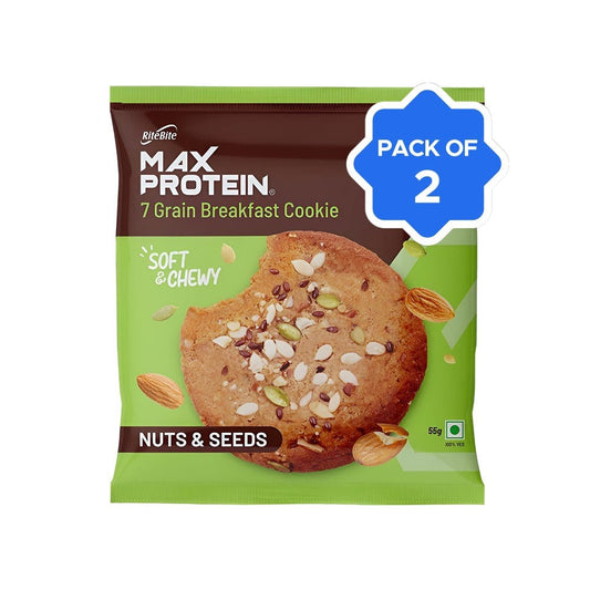 RiteBite Max Protein Nuts & Seeds Cookies - Pack of 2 : 2 x 55 g