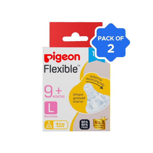 Pigeon Baby Peristaltic Feeding Nipple 9 months+, Large, Round Hole - Pack of 2 : 2 x 1 unit