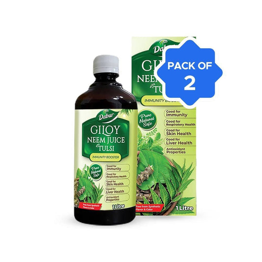 Dabur Giloy Neem with Tulsi Immunity Booster Herbal Juice - Pack of 2 : 2 x 1 ltr