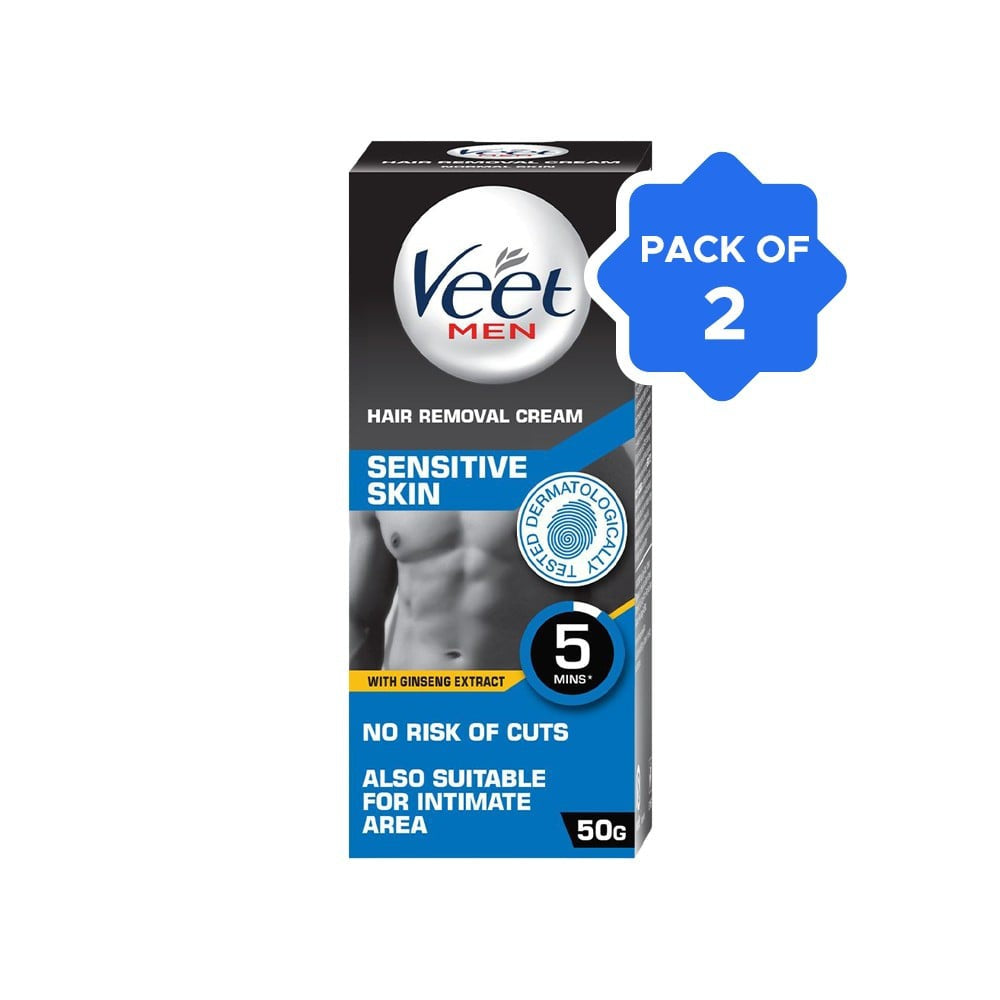 Veet Men's Hair Removal Cream (Sensitive Skin) - Pack of 2 : 2 x 50 g