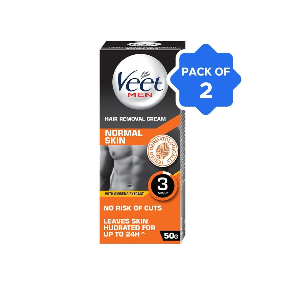 Veet Men's Hair Removal Cream (Normal Skin) - Pack of 2 : 2 x 50 g
