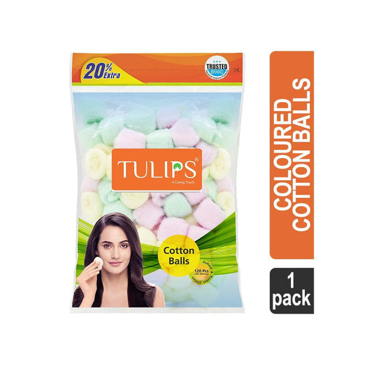 Tulips Coloured Cotton Balls : 1 pack (120 pieces)