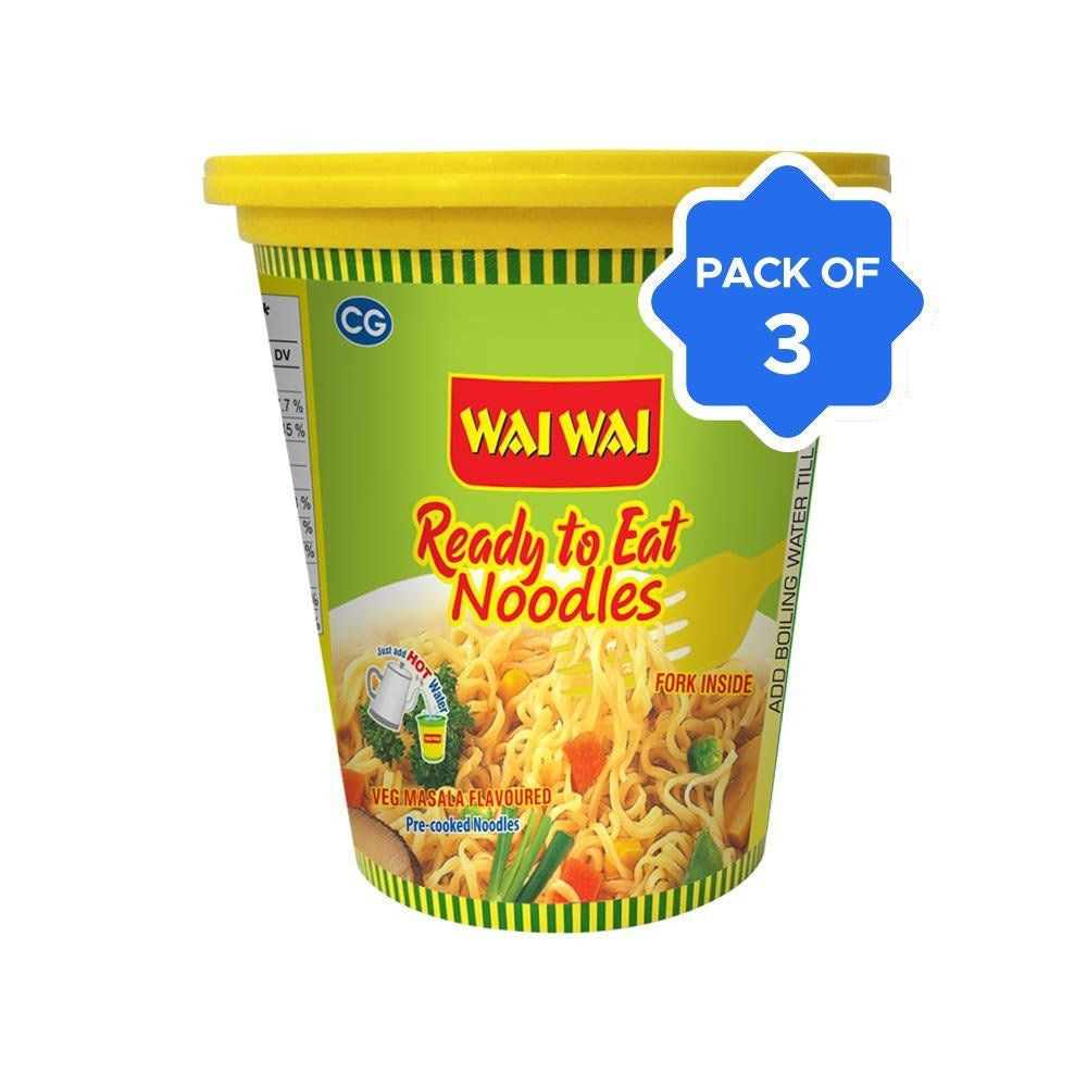 Wai Wai Ready To Eat Cup Noodles - Pack of 3 : 3 x 75 g