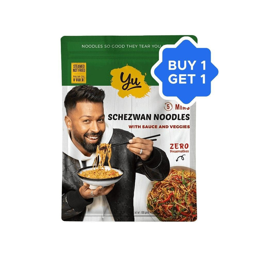 Yu Instant Schezwan Hakka Noodles (Steamed Hakka + Sauce + Veggies) - Buy 1 Get 1 Free : 1 x 100 g + 1 x 100 g