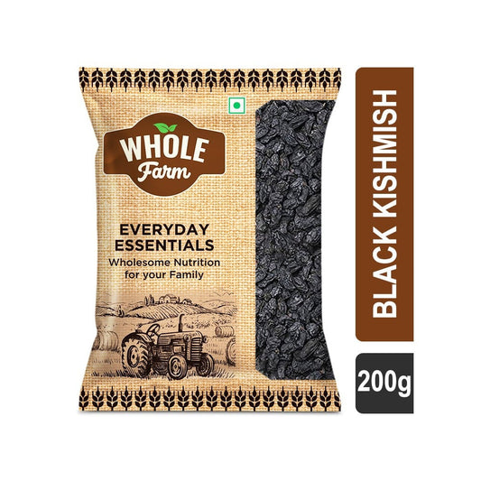 Whole Farm Premium Black Raisins/Kishmish : 200 g