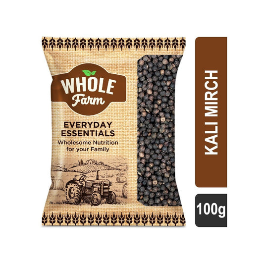 Whole Farm Premium Black Peppercorns/Kali Mirch : 100 g