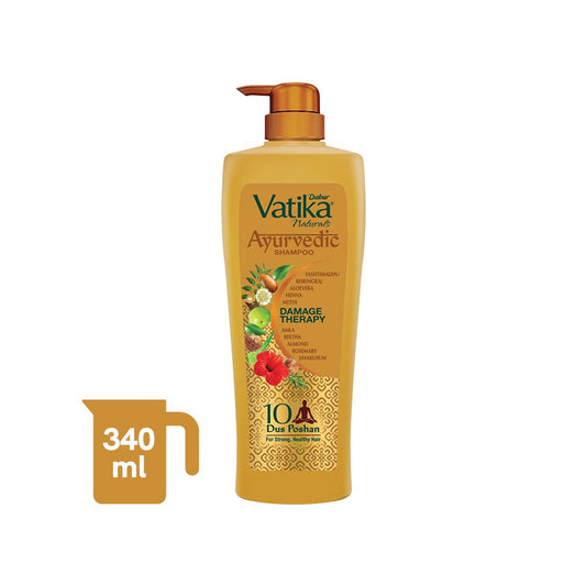 Dabur Vatika Ayurvedic Shampoo with 2x Damage Protection : 340 ml