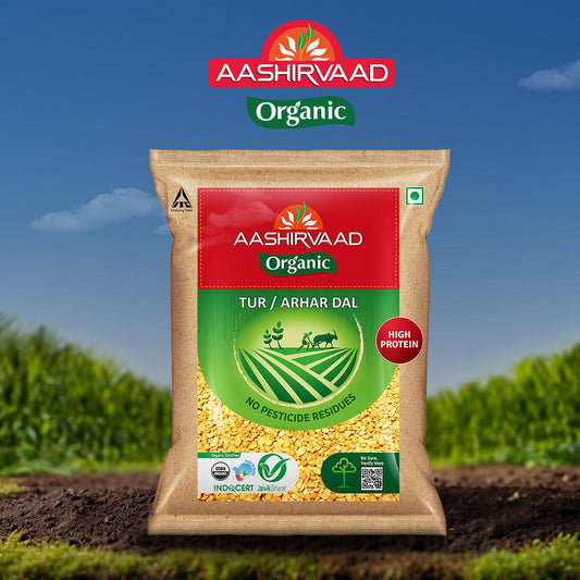 Aashirvaad 100% Organic Arhar Dal /Tur Packet : 500 g