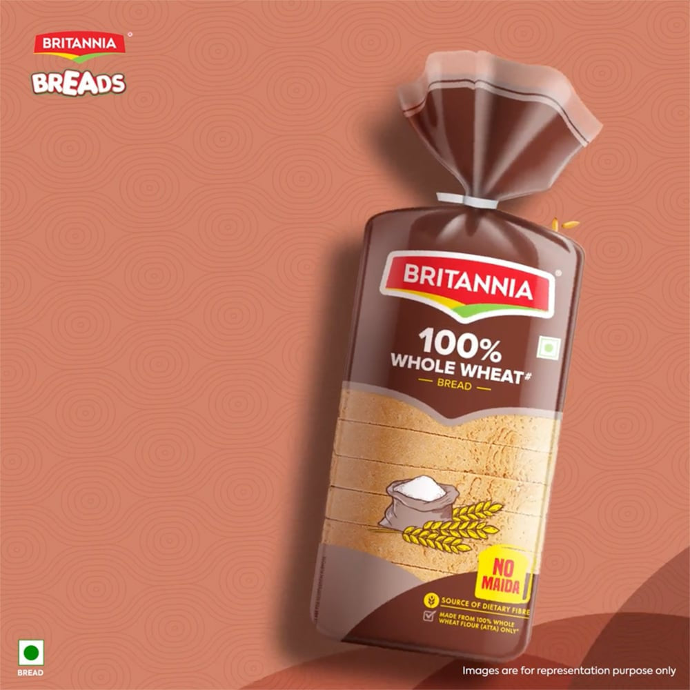 Britannia 100% Whole Wheat Bread (No Maida) : 400 g