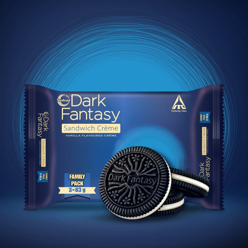Sunfeast Dark Fantasy Vanilla Sandwich Cream Biscuits : 3 x 83 g