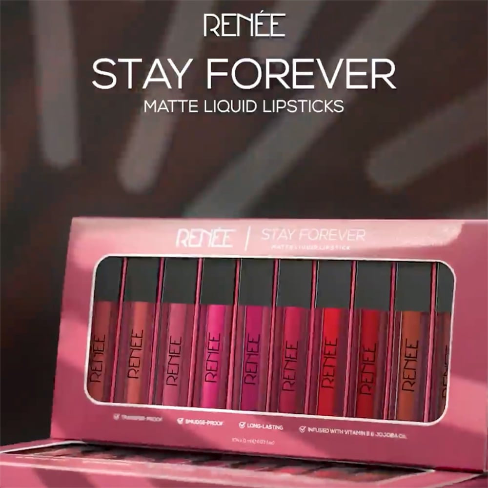 Renee Stay Forever Matte Liquid Lipstick Kit : 1 pack (10 pieces)