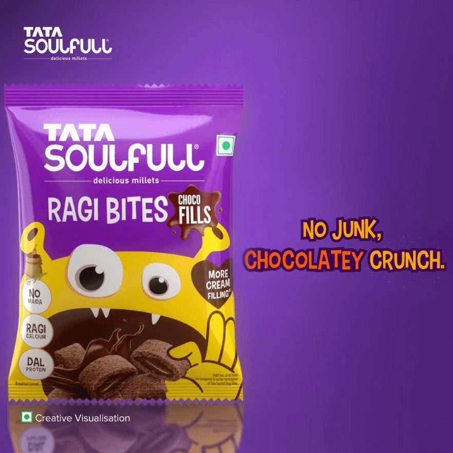 Tata Soulfull Ragi Bites Choco Fills, No Maida, Breakfast Cereal : 500 g